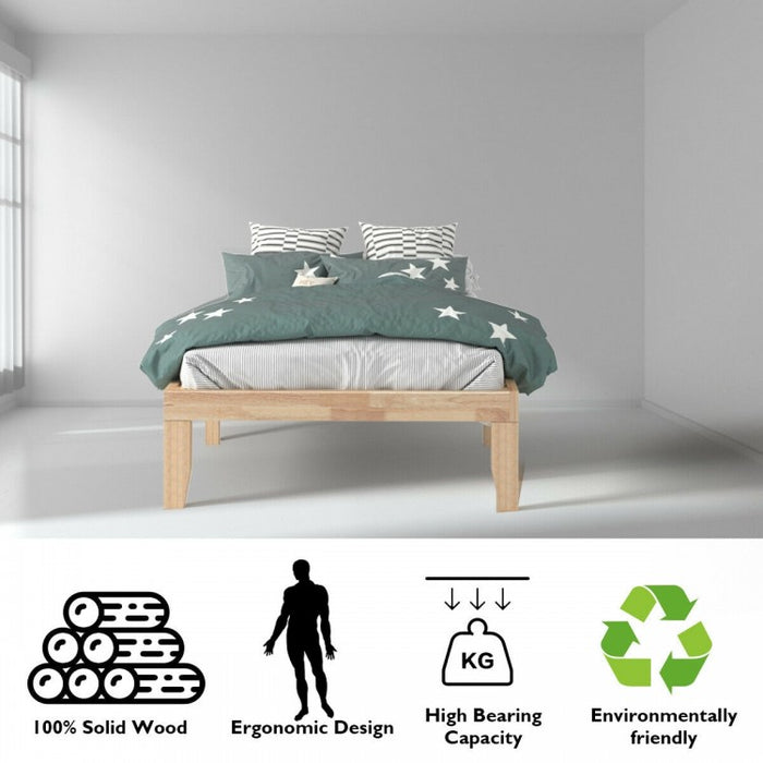 Wooden Platform Bed Frame with Storage Underneath for Two