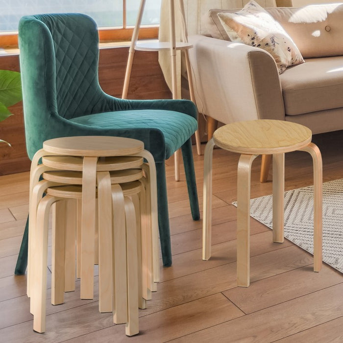 Modern Dining Room Chairs Set of 4 with Curved Wooden Design, Non-Slip Pads, and Stackable Feature