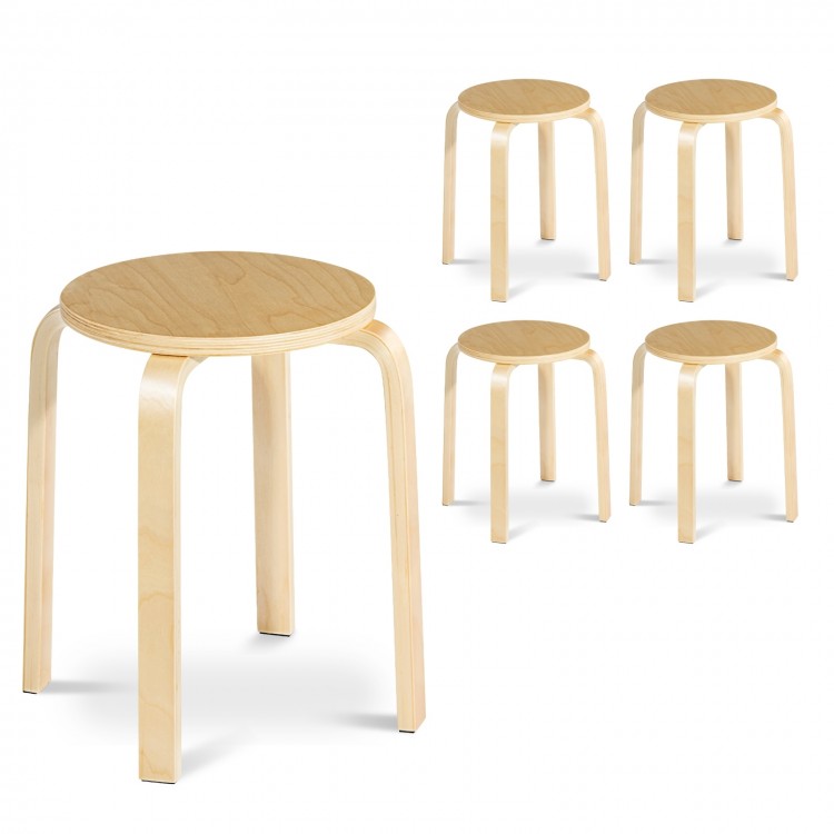 Modern Dining Room Chairs Set of 4 with Curved Wooden Design, Non-Slip Pads, and Stackable Feature