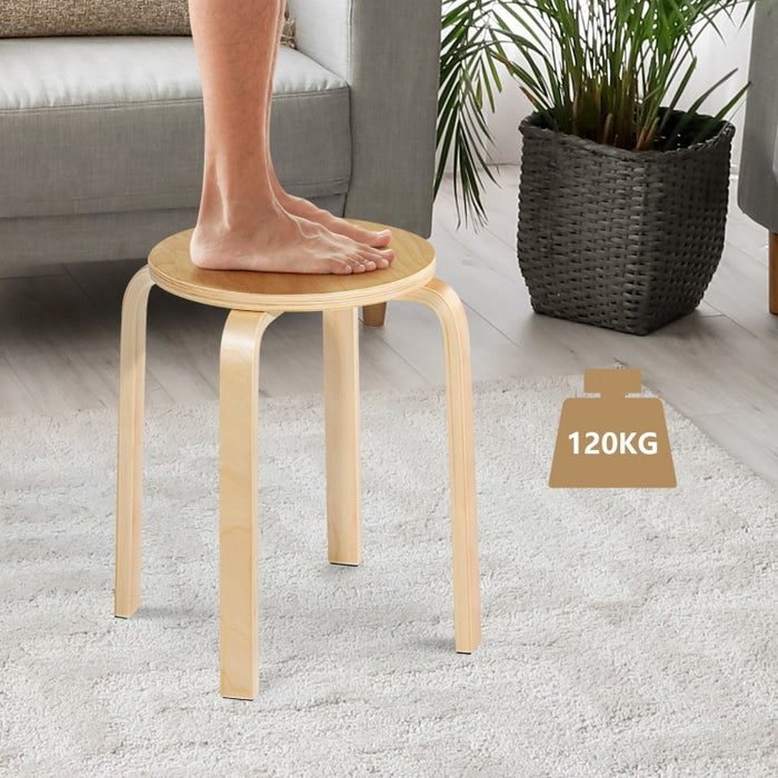 Modern Dining Room Chairs Set of 4 with Curved Wooden Design, Non-Slip Pads, and Stackable Feature