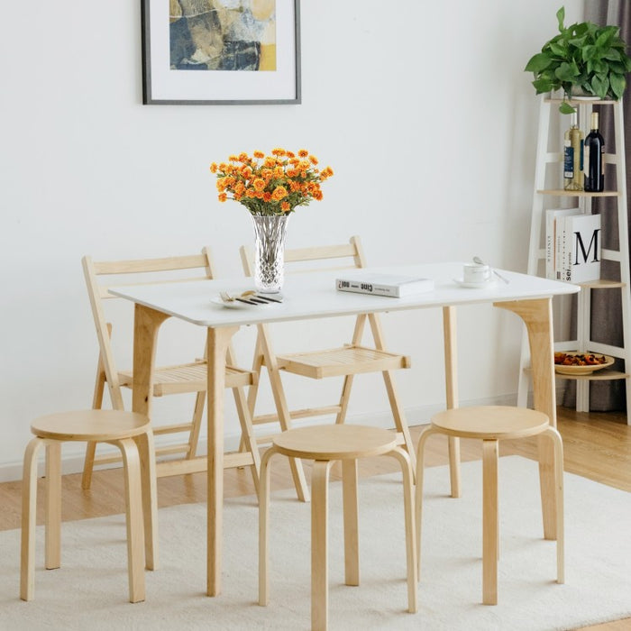 Modern Dining Room Chairs Set of 4 with Curved Wooden Design, Non-Slip Pads, and Stackable Feature