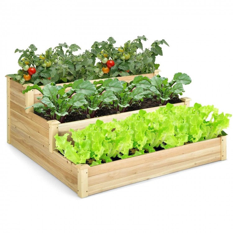 Outdoor Garden Yard 3-Tier Raised Garden Planter