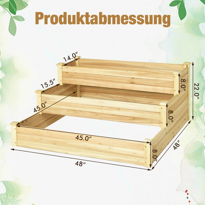 Outdoor Garden Yard 3-Tier Raised Garden Planter
