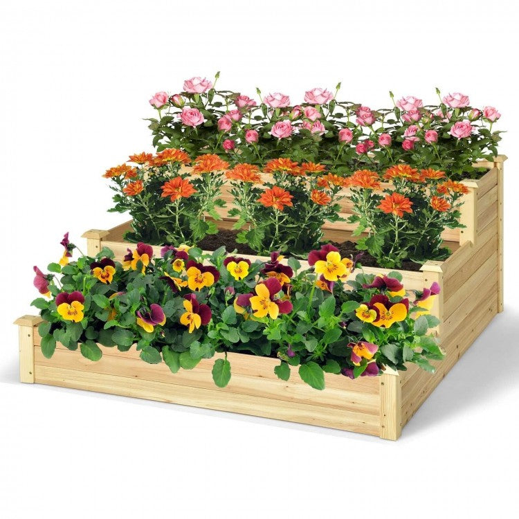 Outdoor Garden Yard 3-Tier Raised Garden Planter