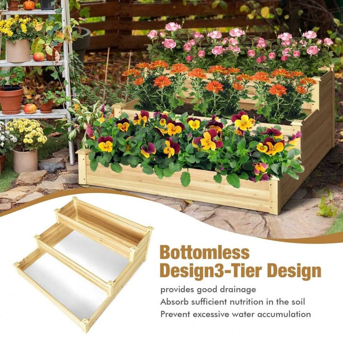 Outdoor Garden Yard 3-Tier Raised Garden Planter