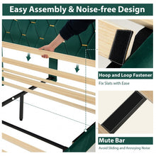 Load image into Gallery viewer, Green Upholstered Modern Minimalist Bed Frame with Headboard
