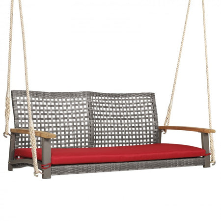 Outdoor Patio 2-Person Wicker Rocking Hanging Chair