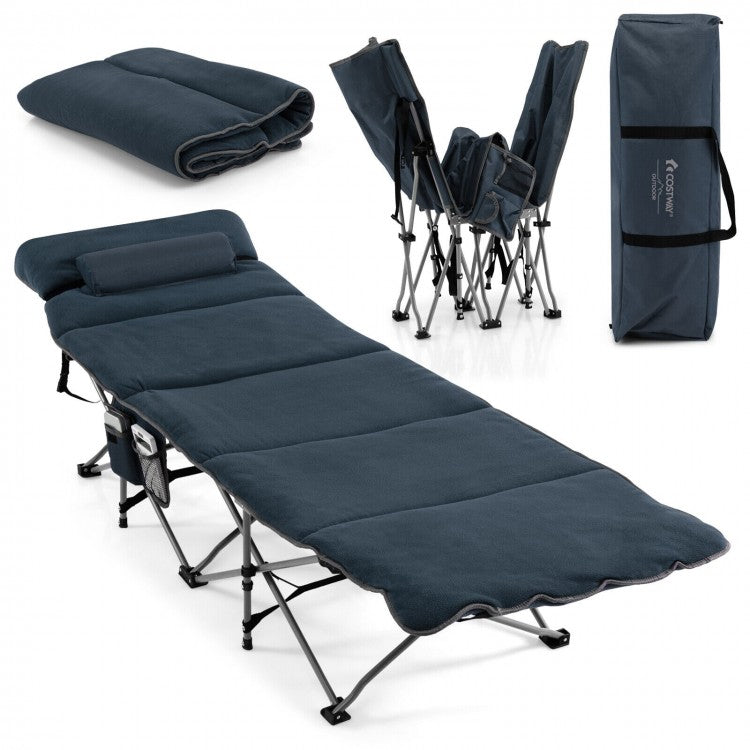 Outdoor Folding Camping Bed with Stretchable Design and Mattress - Suitable for Hiking and Mountaineering