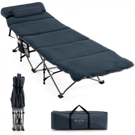 Outdoor Folding Camping Bed with Stretchable Design and Mattress - Suitable for Hiking and Mountaineering