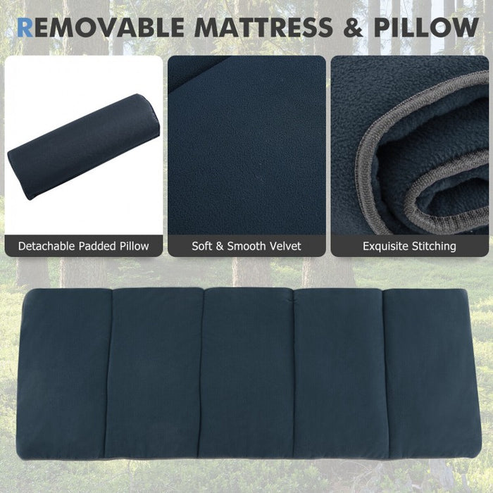 Outdoor Folding Camping Bed with Stretchable Design and Mattress - Suitable for Hiking and Mountaineering