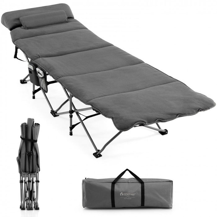 Outdoor Folding Camping Bed with Stretchable Design and Mattress - Suitable for Hiking and Mountaineering