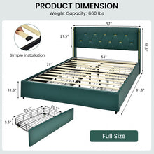 Load image into Gallery viewer, Green PU Leather Bed Frame with Headboard and 4 Storage Drawers

