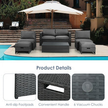 Load image into Gallery viewer, Costway Gray Sectional Couch 6-Piece Furniture Set with Coffee Table, Cushions, and Backrests - Suitable for Patio, Backyard, and Pool
