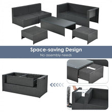 Load image into Gallery viewer, Costway Gray Sectional Couch 6-Piece Furniture Set with Coffee Table, Cushions, and Backrests - Suitable for Patio, Backyard, and Pool
