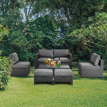 Load image into Gallery viewer, Costway Gray Sectional Couch 6-Piece Furniture Set with Coffee Table, Cushions, and Backrests - Suitable for Patio, Backyard, and Pool
