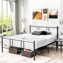 Load image into Gallery viewer, Simple Full-Size Black Metal Steel Frame Soundless Bed
