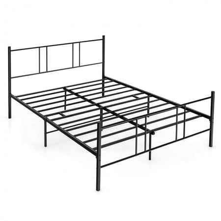 Simple Full-Size Black Metal Steel Frame Soundless Bed