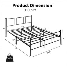 Load image into Gallery viewer, Simple Full-Size Black Metal Steel Frame Soundless Bed

