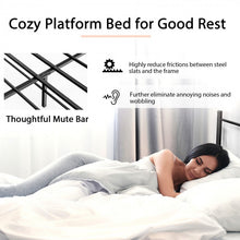 Load image into Gallery viewer, Simple Full-Size Black Metal Steel Frame Soundless Bed
