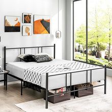 Load image into Gallery viewer, Simple Full-Size Black Metal Steel Frame Soundless Bed
