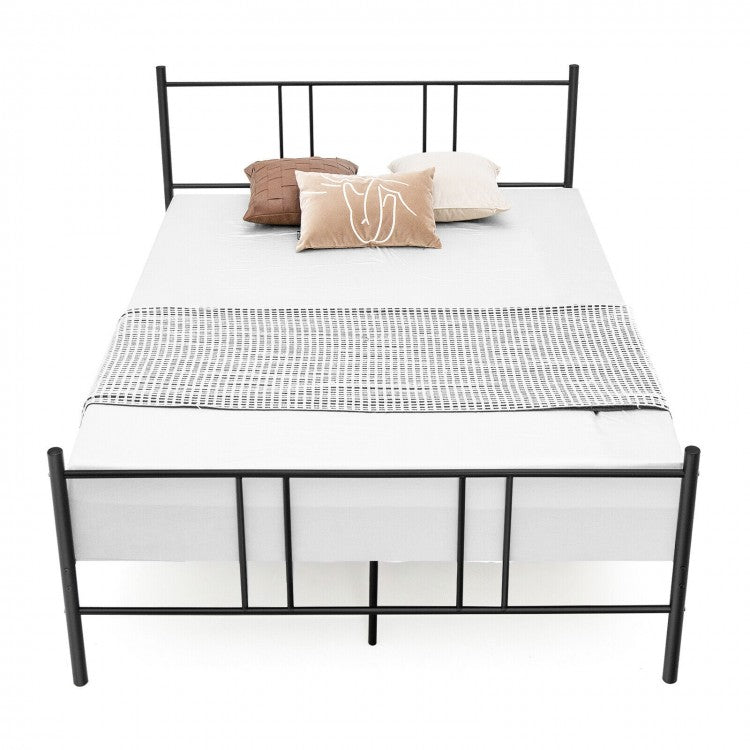 Simple Full-Size Black Metal Steel Frame Soundless Bed