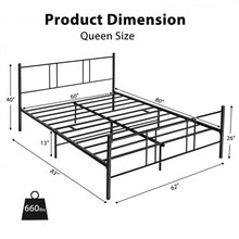 Load image into Gallery viewer, Simple Full-Size Black Metal Steel Frame Soundless Bed
