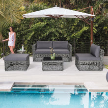 Load image into Gallery viewer, Costway Gray Big Sectional Couch Wicker Set of 5 Pieces with Cushioned Seats - Suitable for Patio, Garden, and Backyard
