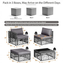 Load image into Gallery viewer, Costway Gray Big Sectional Couch Wicker Set of 5 Pieces with Cushioned Seats - Suitable for Patio, Garden, and Backyard
