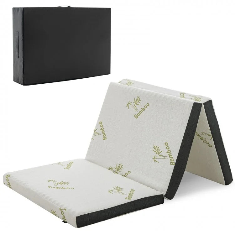 Portable Foldable Memory Foam Mattress with Carrying Case