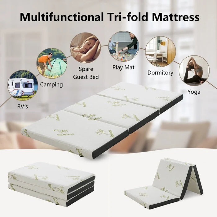 Portable Foldable Memory Foam Mattress with Carrying Case