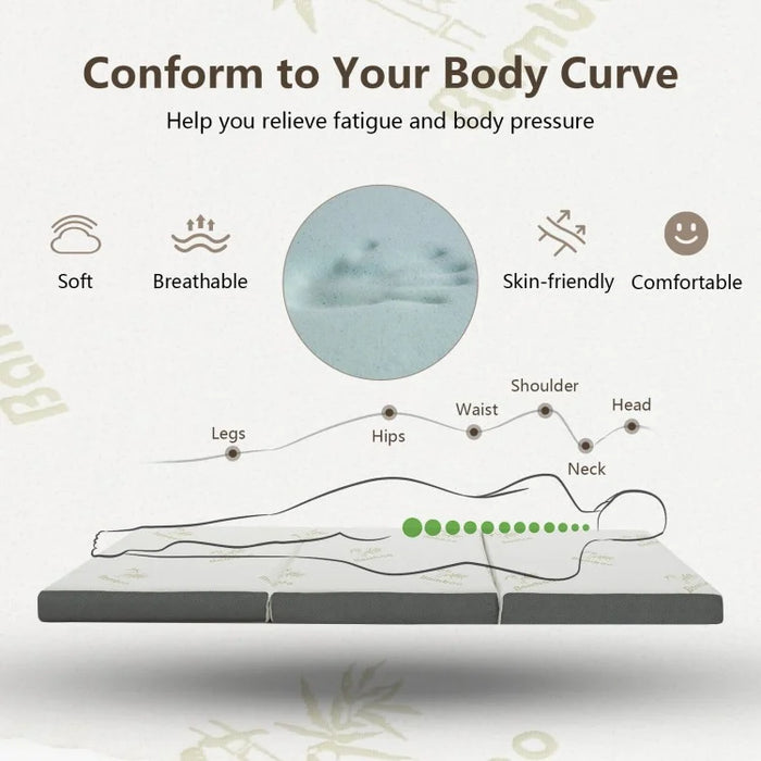 Portable Foldable Memory Foam Mattress with Carrying Case