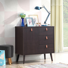 Load image into Gallery viewer, Brown Retro 3-Drawer with Door Storage Cabinet Bedside Nightstand
