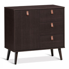 Load image into Gallery viewer, Brown Retro 3-Drawer with Door Storage Cabinet Bedside Nightstand
