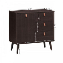 Load image into Gallery viewer, Brown Retro 3-Drawer with Door Storage Cabinet Bedside Nightstand
