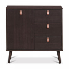 Load image into Gallery viewer, Brown Retro 3-Drawer with Door Storage Cabinet Bedside Nightstand
