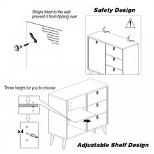 Load image into Gallery viewer, Brown Retro 3-Drawer with Door Storage Cabinet Bedside Nightstand
