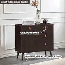 Load image into Gallery viewer, Brown Retro 3-Drawer with Door Storage Cabinet Bedside Nightstand
