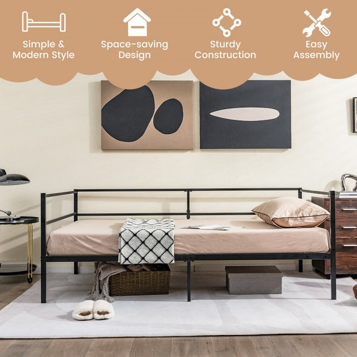 Multi-Functional Black Sofa Metal Bed Frame with Under-Bed Storage
