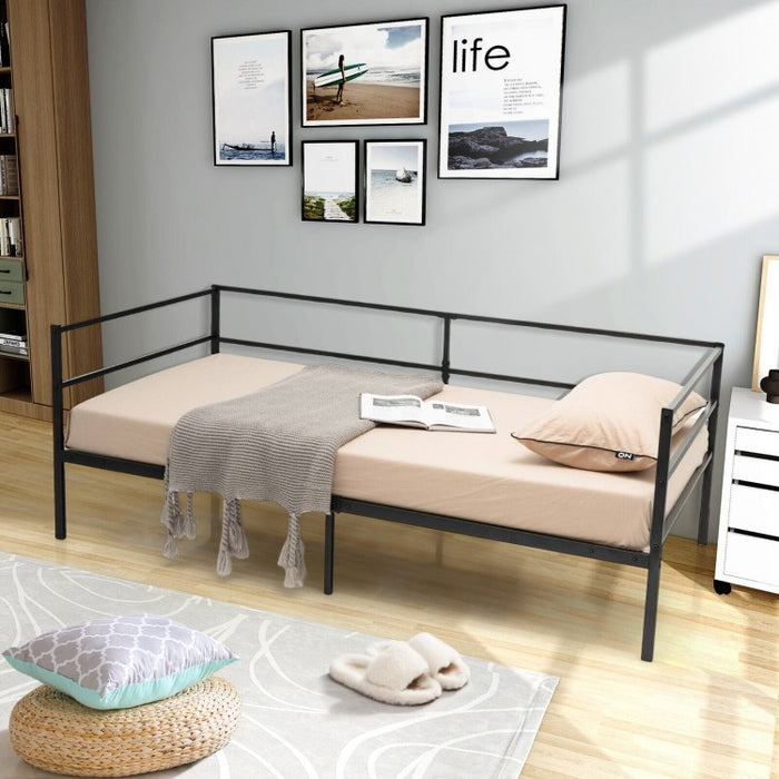 Multi-Functional Black Sofa Metal Bed Frame with Under-Bed Storage