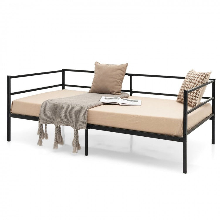 Multi-Functional Black Sofa Metal Bed Frame with Under-Bed Storage
