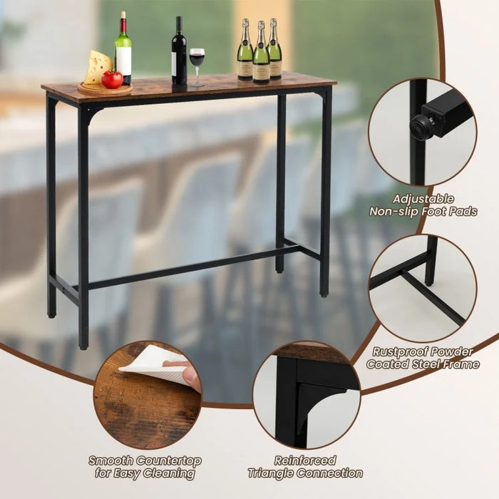 Industrial Style Dining Bar Table with Reinforced Steel Frame - Suitable for Restaurant and Bar