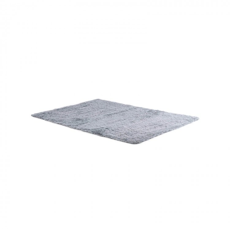 Modern Gray High-Pile Living Room Area Rug
