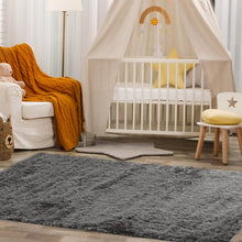 Load image into Gallery viewer, Modern Gray High-Pile Living Room Area Rug
