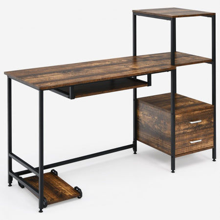 Industrial Style Multifunctional Computer Desk with Mobile CPU Stand