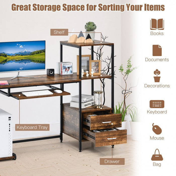 Industrial Style Multifunctional Computer Desk with Mobile CPU Stand