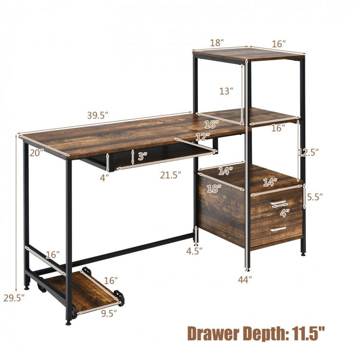 Industrial Style Multifunctional Computer Desk with Mobile CPU Stand