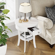 Charger l&#39;image dans la galerie, Modern Minimalist White 2-Tier Round Side Table for Living Room
