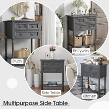 Load image into Gallery viewer, Costway Vintage Narrow Entryway Table with 3 Drawers and Open Shelf - Suitable for Living Room, Entry, and Study
