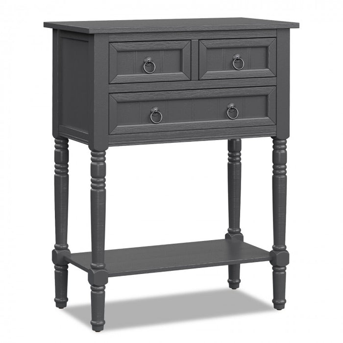 Costway Vintage Narrow Entryway Table with 3 Drawers and Open Shelf - Suitable for Living Room, Entry, and Study