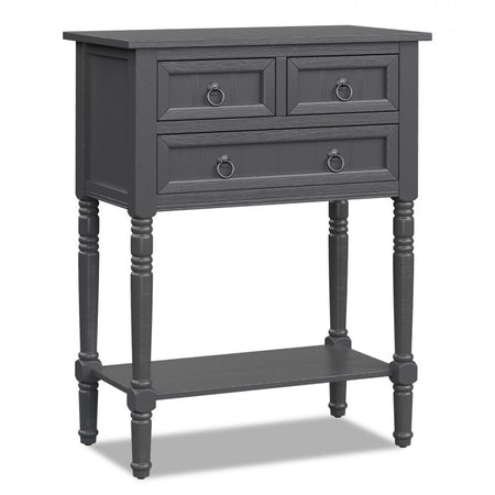 Costway Vintage Narrow Entryway Table with 3 Drawers and Open Shelf - Suitable for Living Room, Entry, and Study